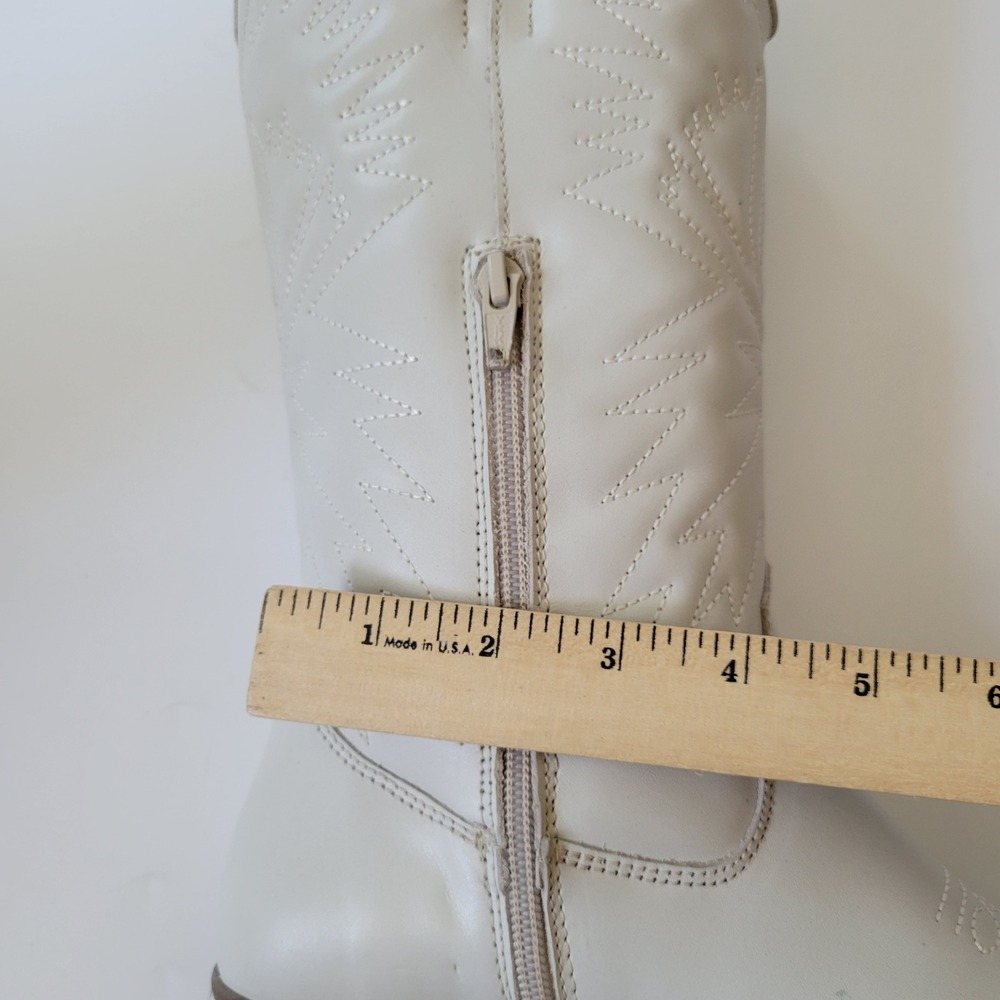 Steve Madden Hayward Western Boots 9M Ivory Knee High Cowgirl Minimalist Neutral - Picture 11 of 13